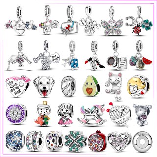 Prata Esterlina 925 Sorte Horseshoe Dangle Charm Clover Beads Fit Original Marca Pulseira Diy Avião Terra Charmosas Meninos Meninas