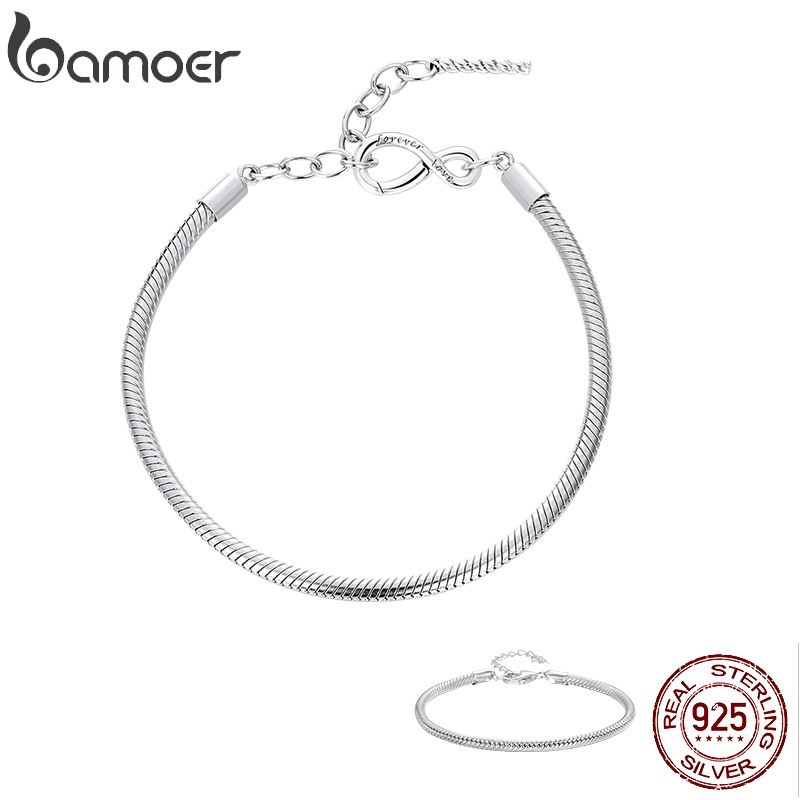 Bamoer 925 Pulseira Básica De Prata Esterlina Ajustável Para Jóias De Moda DIY em Oferta na Shopee