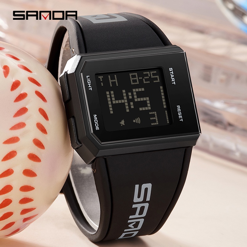 SANDA Relógio Masculino Esportivo Multifuncional À Prova D'água LCD Luminoso De Quartzo De Luxo SD9003-6