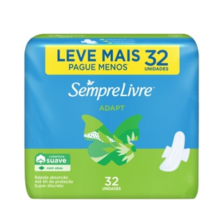 Absorvente Externo Sempre Livre Adapt Cobertura Suave 32 unidades em Oferta na Shopee