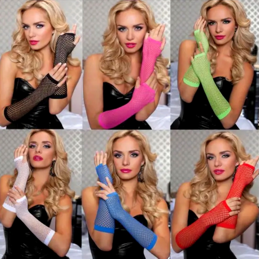 1 Par Luva Arrastão Longa Festa Fantasia Cosplay Coloridas em Oferta na Shopee