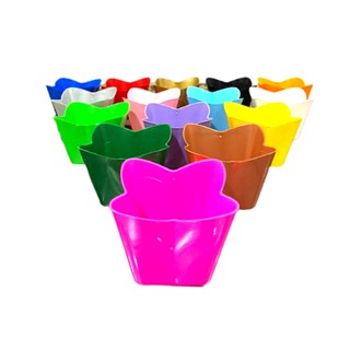 Kit 10 Cachepô de Plástico Quadrado - Vaso de Festa - Lembrancinha - Decoração de Aniversário