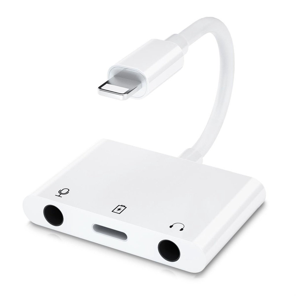 Adaptador De Áudio 3 Em 1 Relâmpago Para Microfone Suporte De Fones De Ouvido 3,5 Mm Jack In And Out Sem iPhone XS/11/12 em Oferta na Shopee