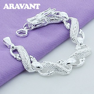 Aravant Pulseira Dragão Branco Prata 925 Para Mulheres Homens Moda Joias