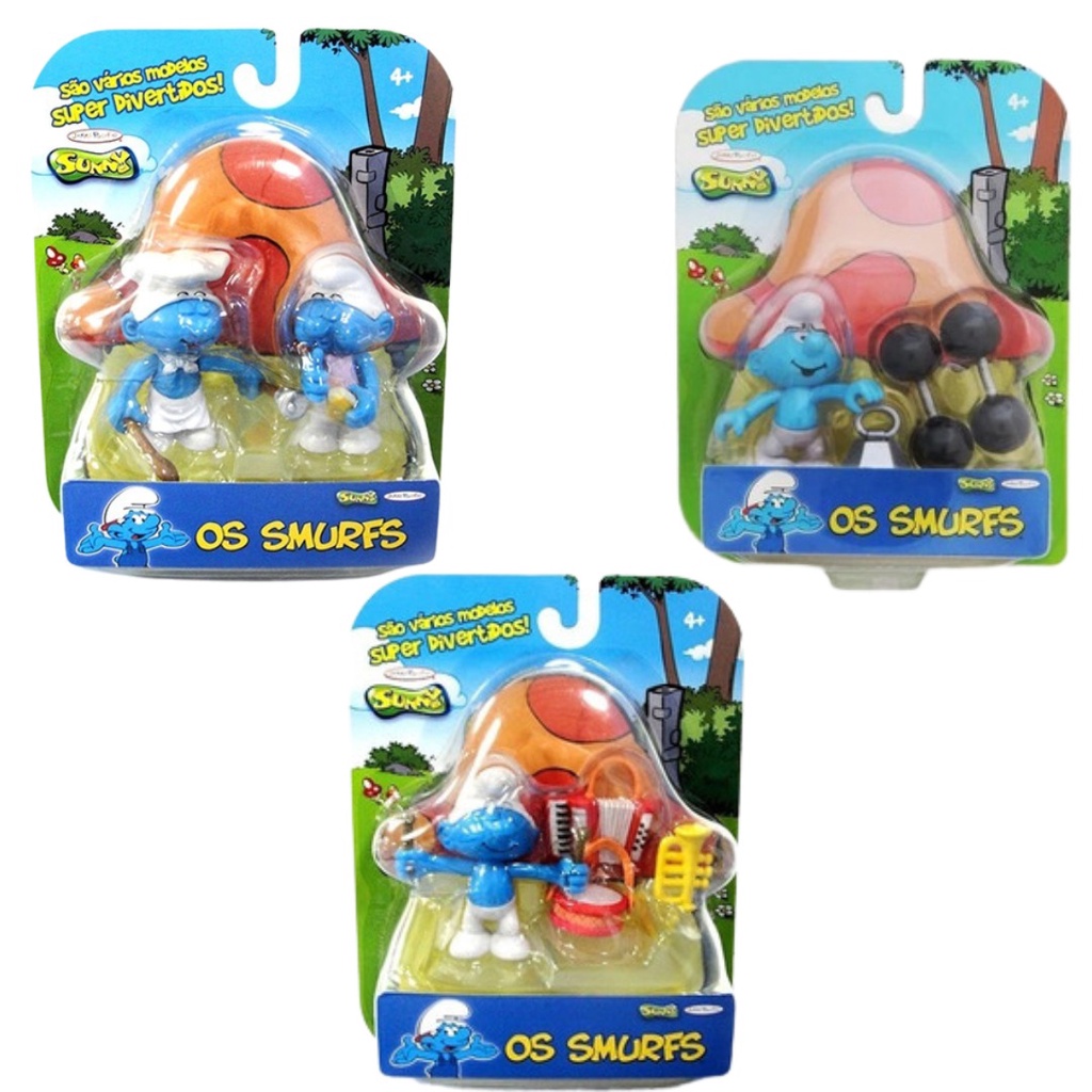 3 Conjuntos Raros De Colecionador Mini Figuras Os Smurfs Sunny Jakks ...
