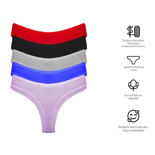 Kit 5 Calcinhas Conforto Lisa de Microfibra em Oferta na Shopee