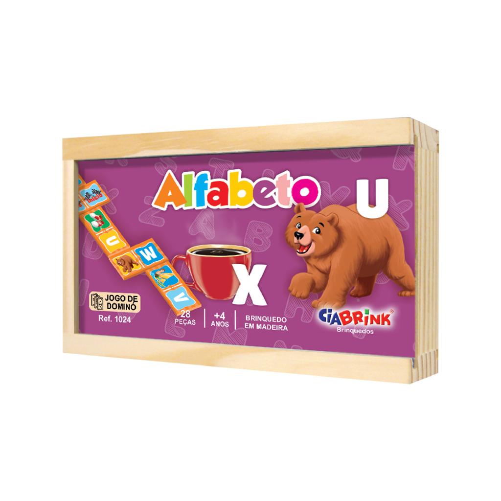 Dominó De Alfabeto Educativo Associação Letra/Imagem Madeira