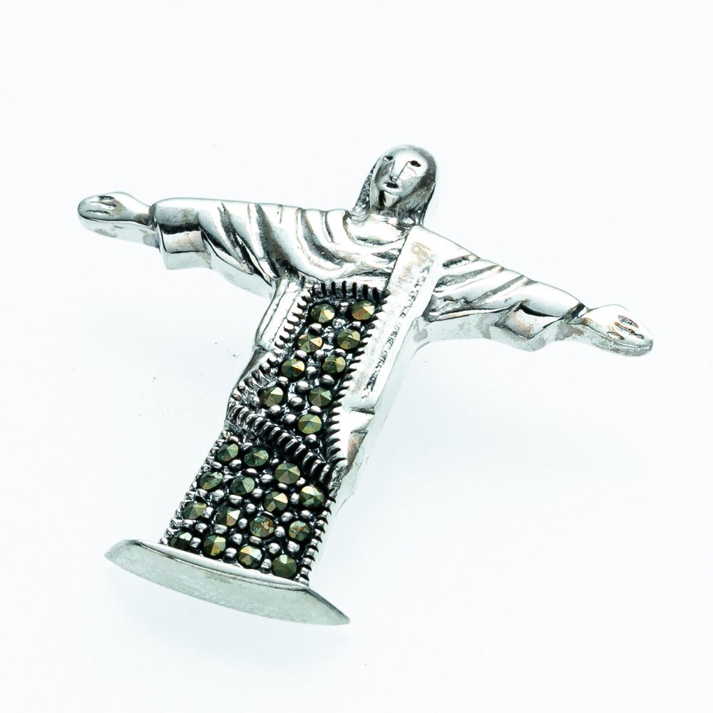 Pingente Bali Cristo Redentor Com Marcassitas Prata 925