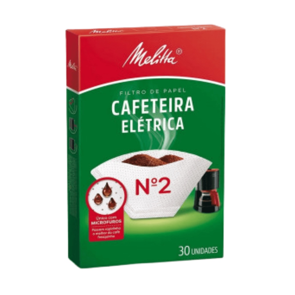 Filtro Coador Papel Melitta para Cafeteira Elétrica N°2 30Un