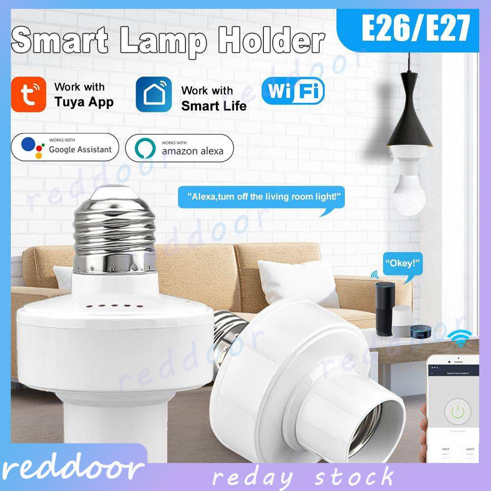 Tomada 2.4G E27 Bocal da Lâmpada Inteligente Inteligente Google Alexa Ac Base de Vida Inteligente/Controle de Voz Sem Fio Com 20 tuya m de Distância Remoto reddoor