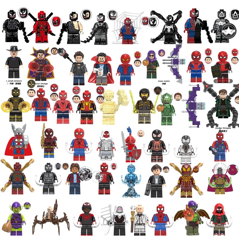 Homem Aranha De Ferro Peter Parker Polvo Veneno Doutor Sandman Mysterio Minifigures Building Blocks Figuras De Brinquedos