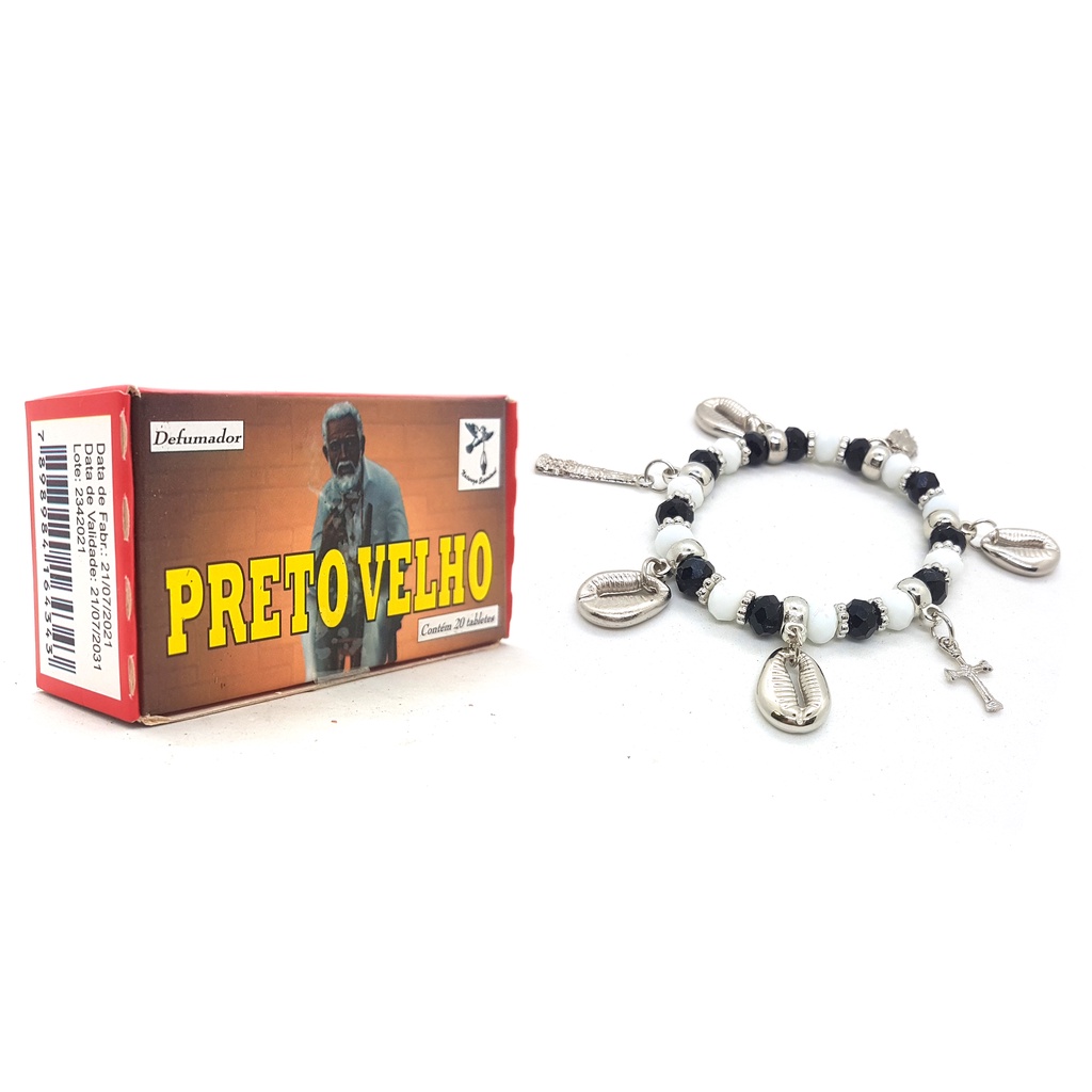 Kit Defumador Natureza Preto Velho e Pulseira Ajustável