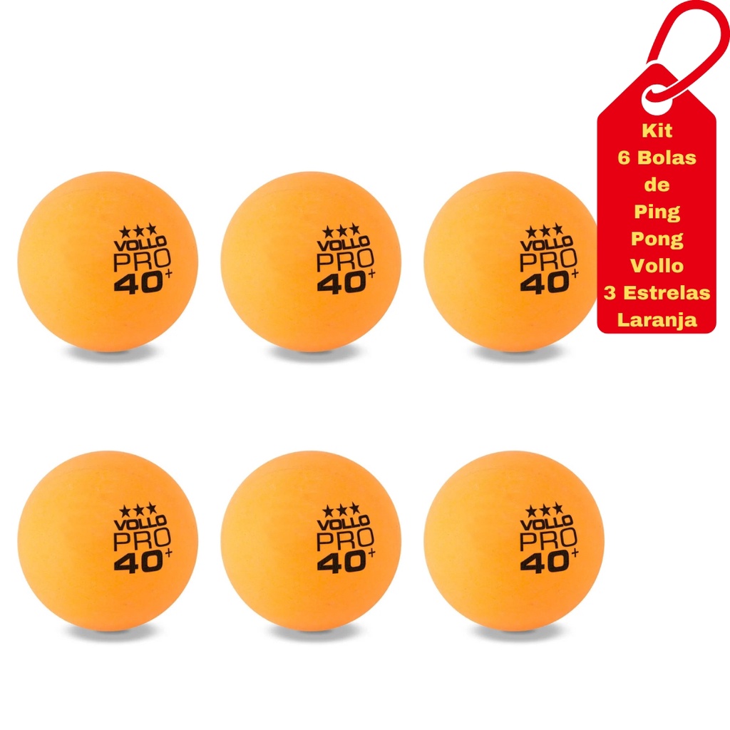 Bola de Ping Pong Tenis de Mesa Kit C/6 Bolas 3 Estrelas Vollo