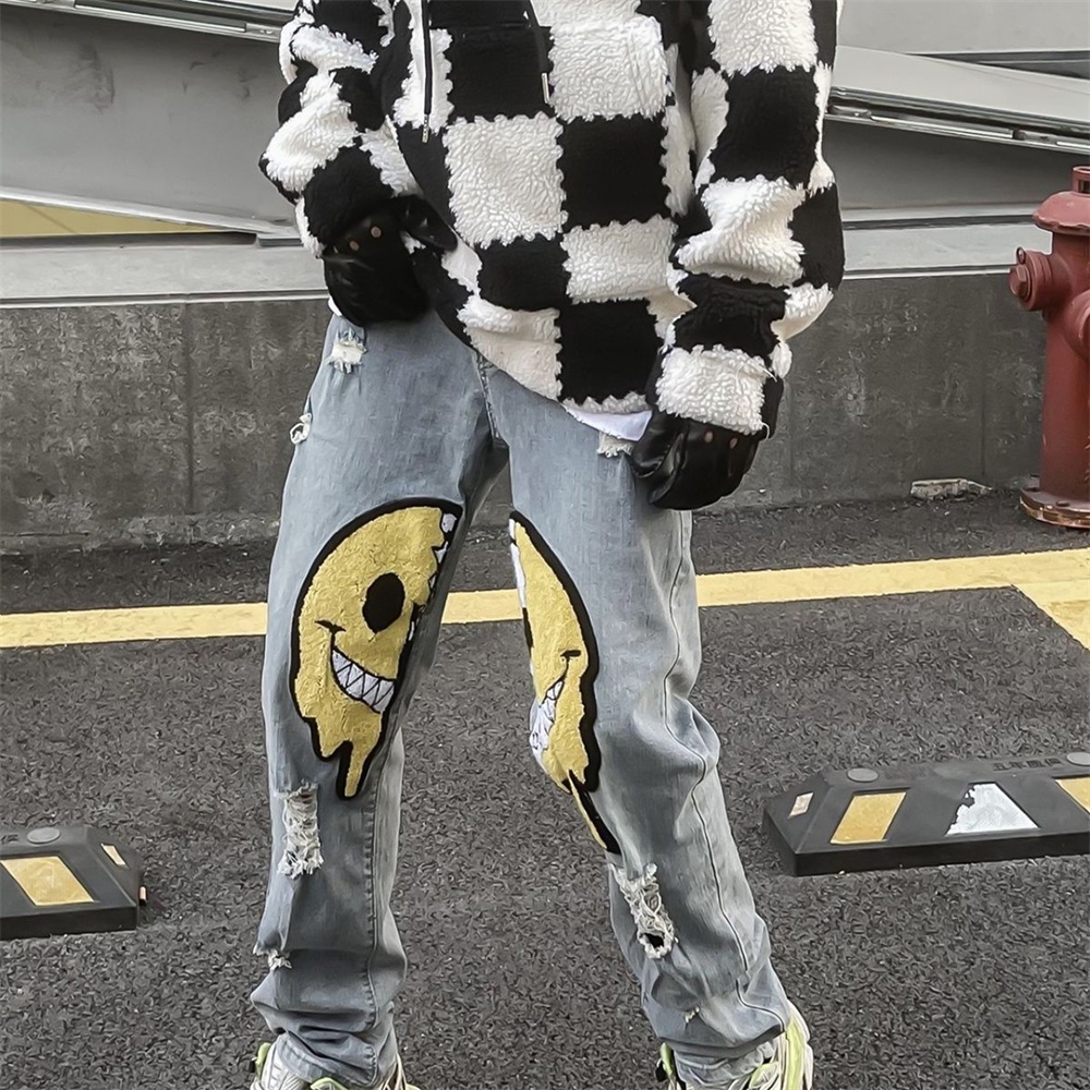 Jeans Masculino Y2K Streetwear Jeans Harajuku Hip Hop Calça Preta