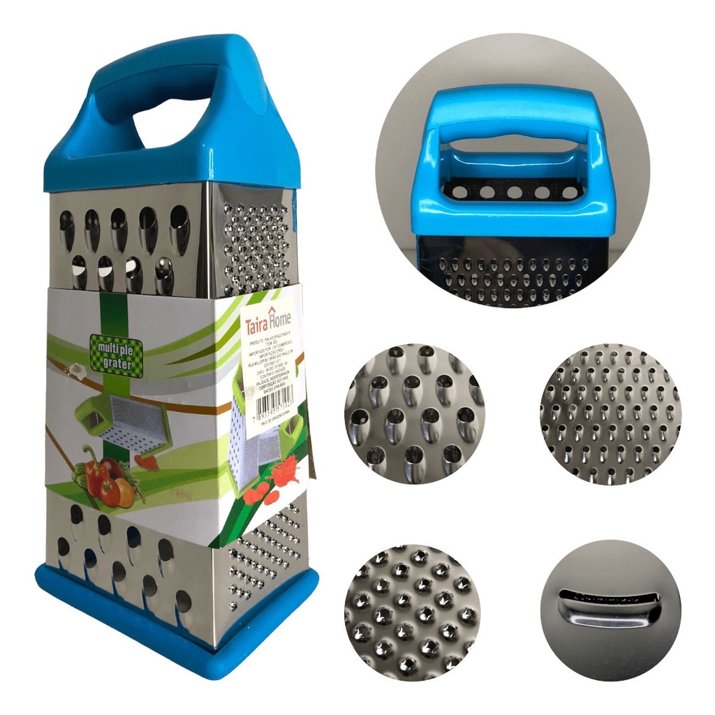 Ralador 4 Faces Grande Em Aço Inox 9  Retangular Rala Fatia