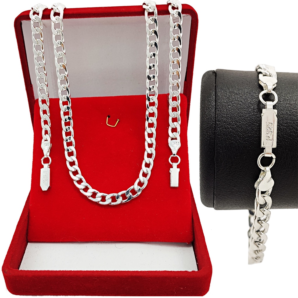 Kit Corrente Cordão de 60cm Com Pulseira  22CM 1X1Grumet Escama banhado 925 em Oferta na Shopee