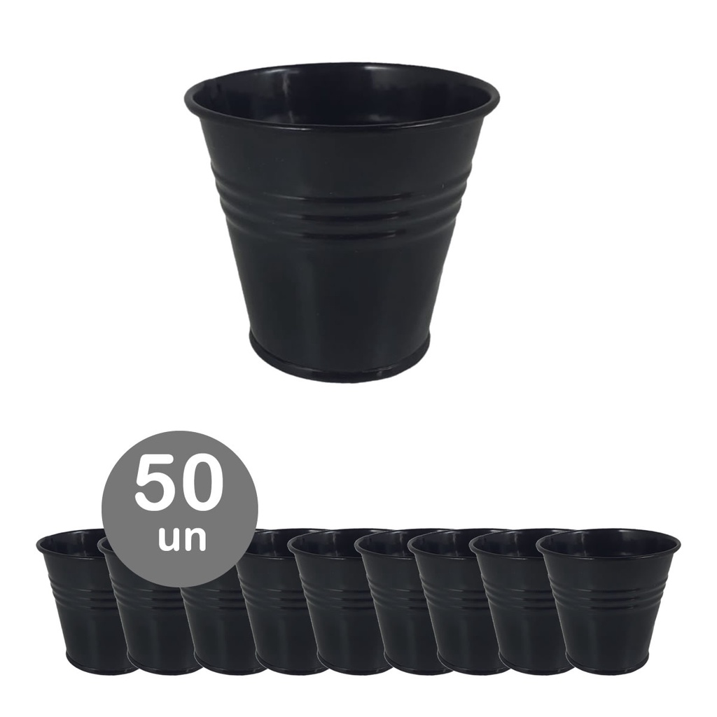 50 Mini vaso cachepot metal decoração vasinho festas preto