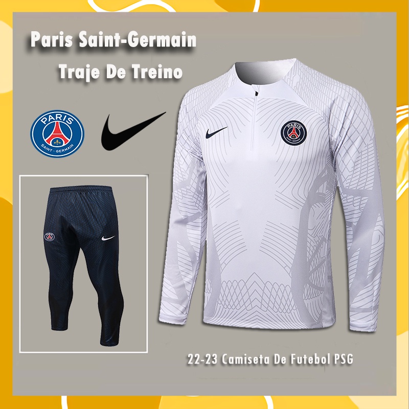 22/23 Novo Camisa De Futebol Paris Saint-Germain Branca Com Meia Zíper Manga  Longa Jaqueta De Treino Conjuntos PSG Uniforme De Time - Escorrega o Preço