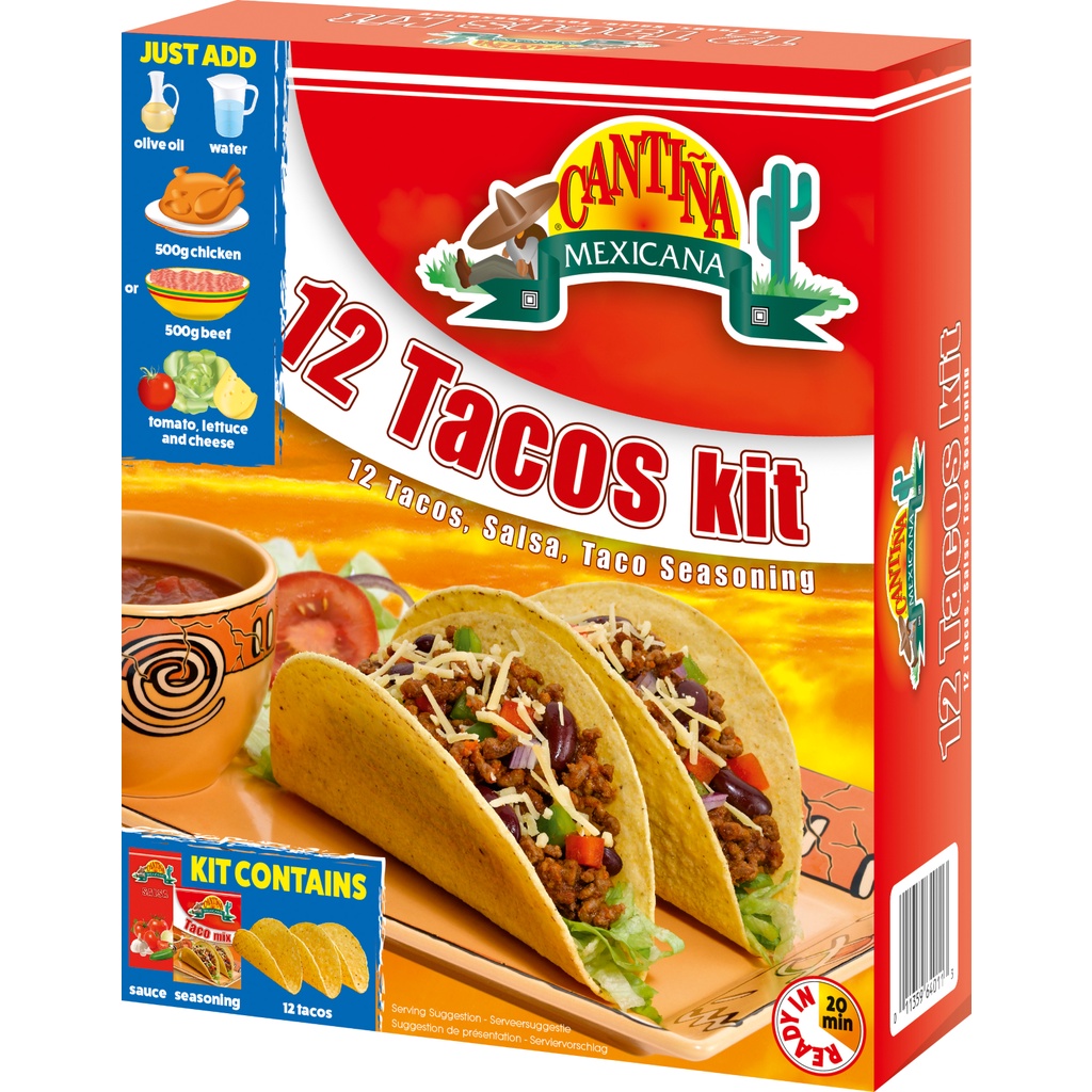 Kit 12 Taco Shells + Molho + Tempero Cantina Mexicana 325g