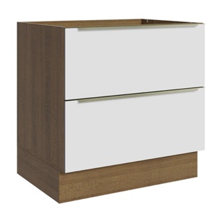 Balcão Madesa Lux 80 cm 2 Gavetas (Sem Tampo) - Rustic/Branco Veludo em Oferta na Shopee