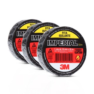 Kit 3 Fita Adesiva Isolante 3M Preta 18Mm Imperial 20 Metros
