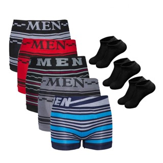 Kit 12 Cuecas Boxer Microfibra + 6 Pares de Meias M3