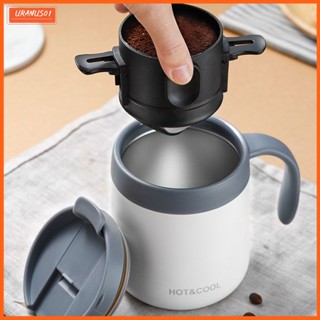 Cafeteira Portátil Dobrável Filtro De Café Em Aço Inoxidável Porta-Reutilizável Descarga S...