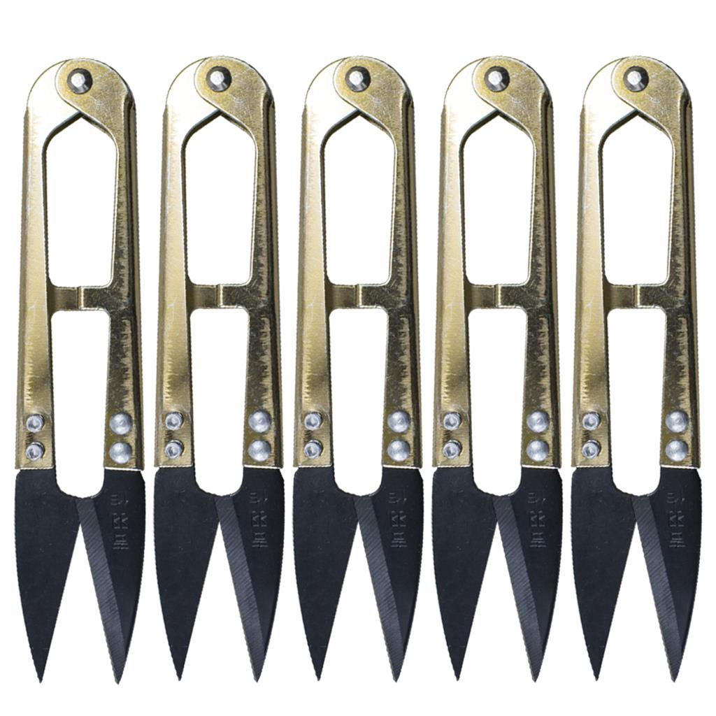 Kit Atacado 5 Tesouras de Metal Alicate de Arremate Dourada Costura Linha