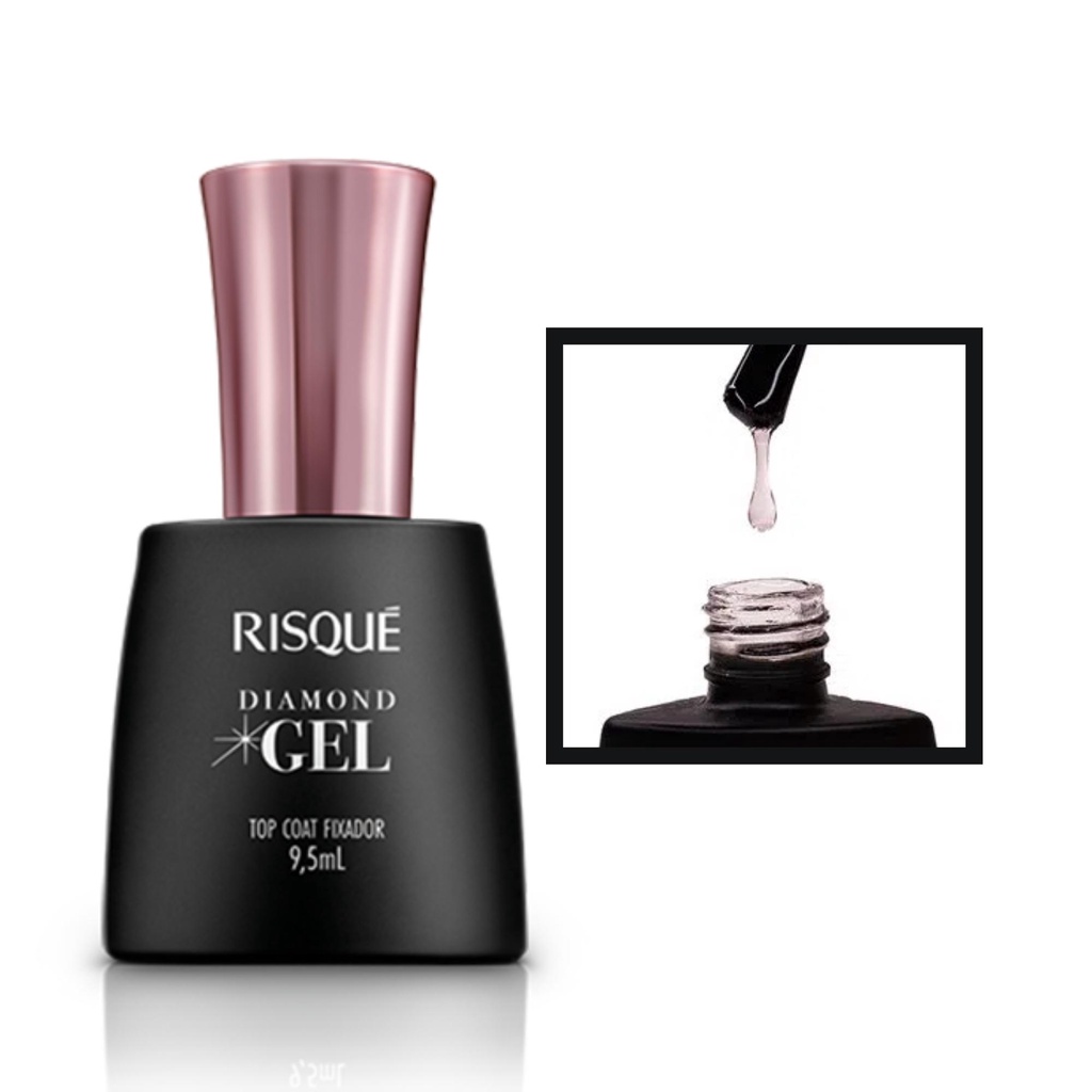 Esmalte Risque Diamond Gel Top Coat Fixador Brilho 9,5ml