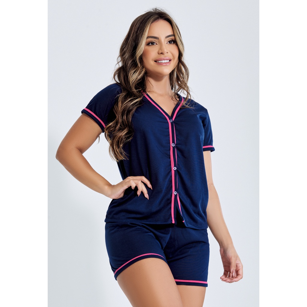 Promoção Pijama Curto Em Malha Blogueirinha Short e Blusa