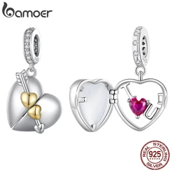 Bamoer 925 Prata Esterlina Forma De Coração Contas Penduradas Diy Acessórios De Moda Para Pulseiras