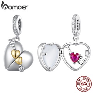 Bamoer 925 Prata Esterlina Forma De Coração Contas Penduradas Diy Acessórios De Moda Para Pulseiras
