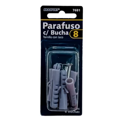 Parafusos Com Buchas N.08 Com 6 Peças Para Fixação Gancho Prateleira Foto Quadro Retrato