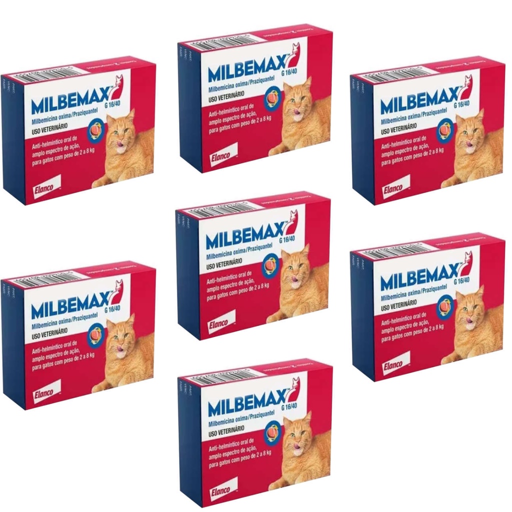 7cxs Milbemax Vermifugo Gatos 2 A 8 Kg 2 Comprimidos 16/40MG em Oferta na Shopee