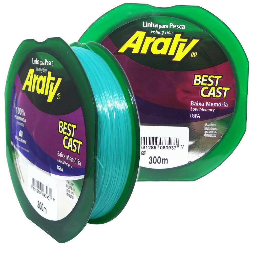 Linha Pesca Best Cast 0,55 Mm 300 Mts Araty 41,9 Lbs Verde