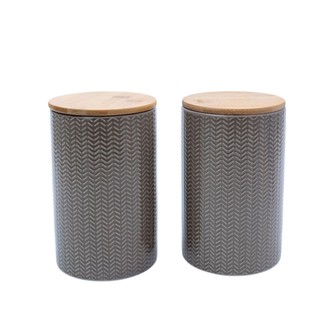 Kit 2 potes dolomita com tampa de bambu zig zag 1,5l - Oikos