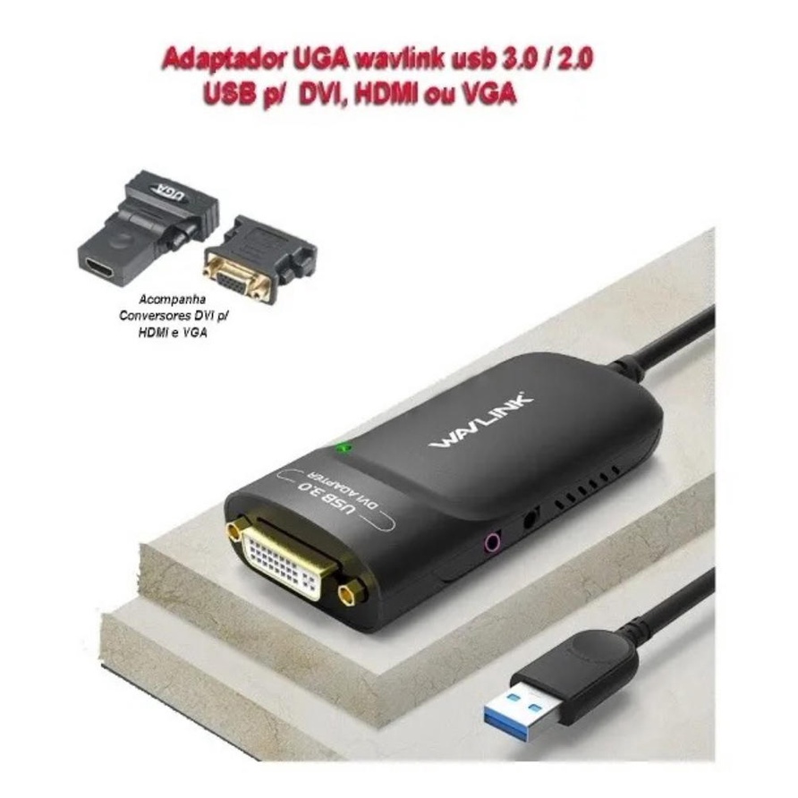 Adaptador Usb 2.0/3.0 Uga Multi-display - Dvi Para Hdmi/vga | Shopee Brasil