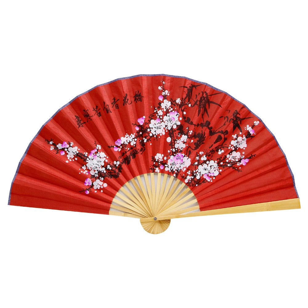 Leque Oriental Japonês Lembrancinha Decoração Casamento Dança Coreografia Festa Abanar Grande Parede Gigante 160 cm Vermelho Sakura