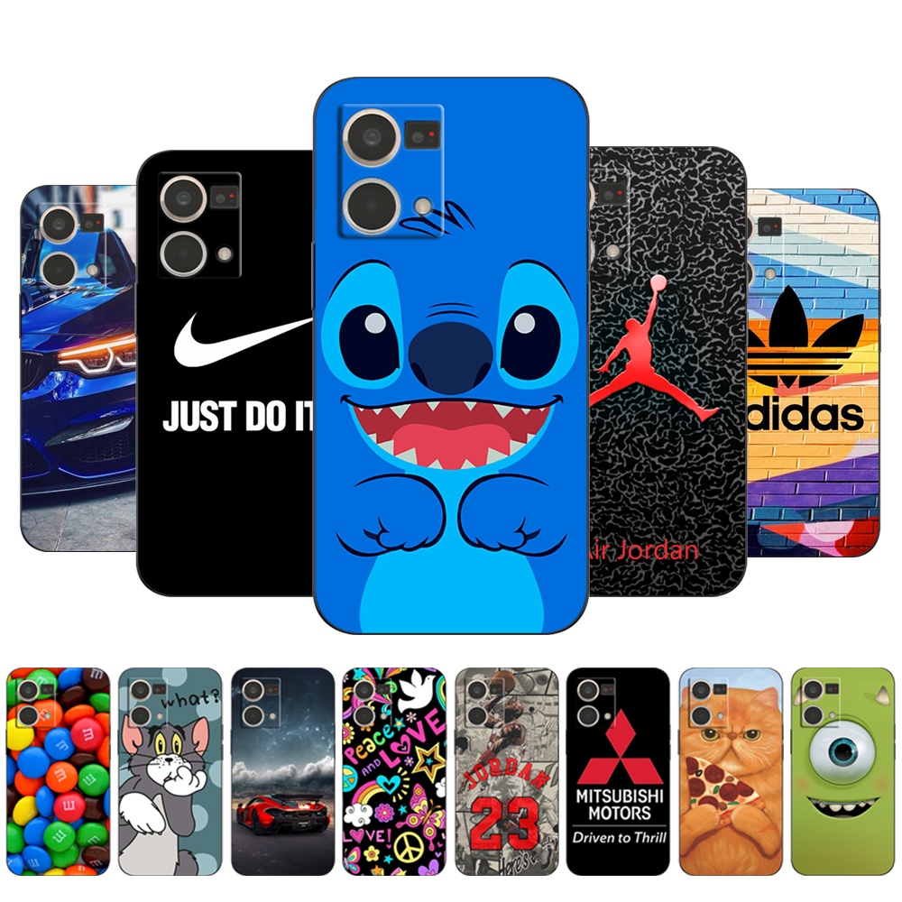 Capa Protetora De Silicone Macio Para OPPO RENO 7 4G De Telefone Traseira Preto Tpu cartoon Esportivo Logotipo