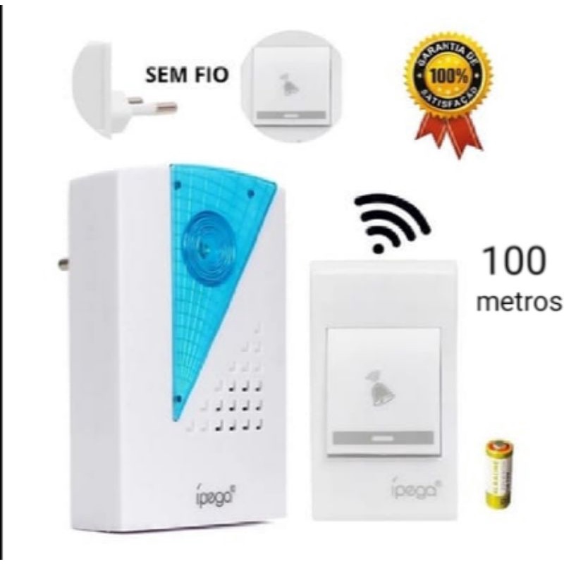 Campainha Residencial sem fio 100 metros a mais top da Shoppe com 36 Toques Simples e Harmônicos prova dágua Fácil instalação Bivolt