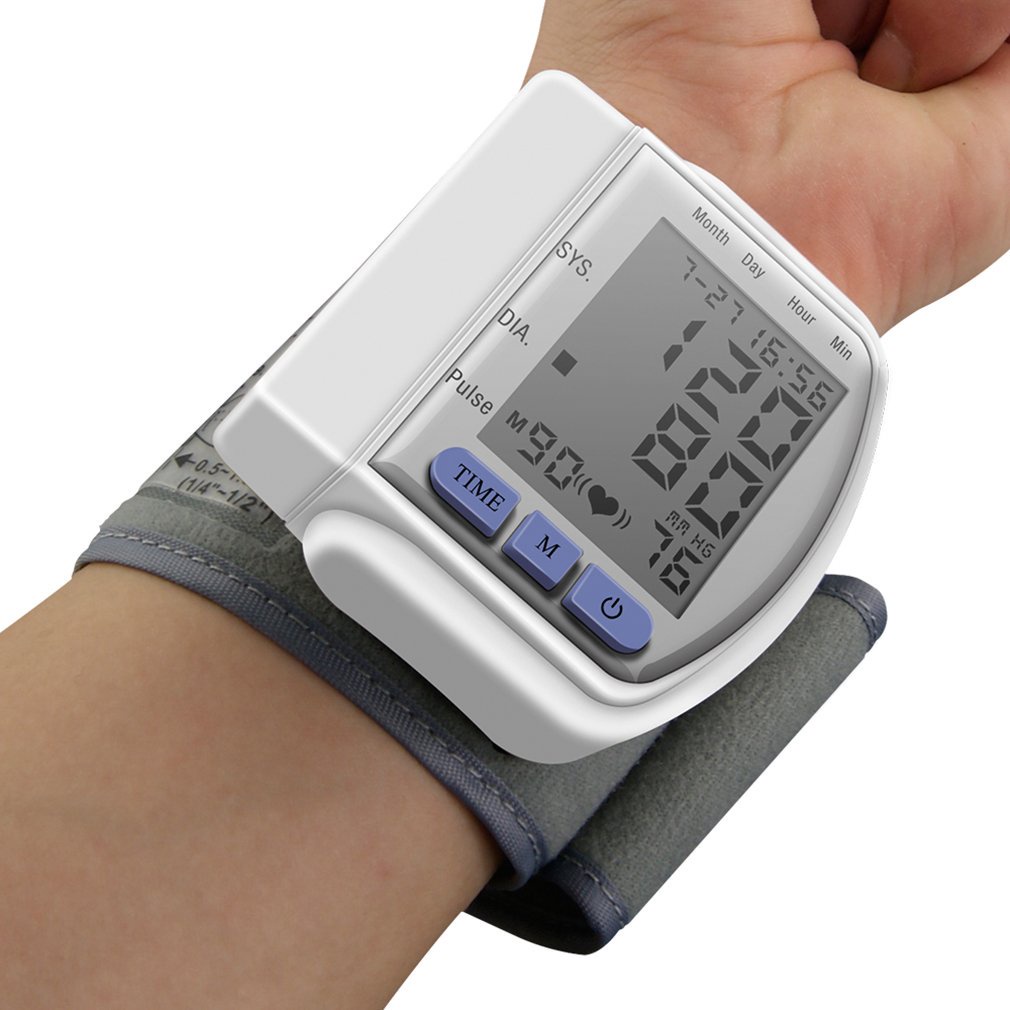 Portátil monitor de pressão arterial digital pulso tonômetro batimento cardíaco medidor de freqüência doméstica bp sphygmomanômetro