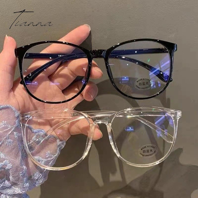 Moldura De Óculos Retrô Transparente Fashion Feminina Homem Anti-Luz Azul Com Espinha Redonda em Oferta na Shopee