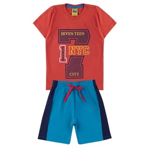 Conjunto Infantil Verao Menino NYC Coral / Benetex Kids