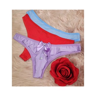 Calcinha Tanga Levanta Bumbum Fio Duplo 1722 Kit 3 peças