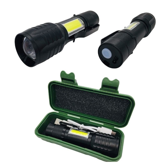 Mini Lanterna Led Recarregável Lampião Potente Zoom 3 Modo Iluminação USB