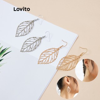 Lovito 1 Par de Brincos em Liga de Metal Folha Vazada A07002 (Ouro/Prata)