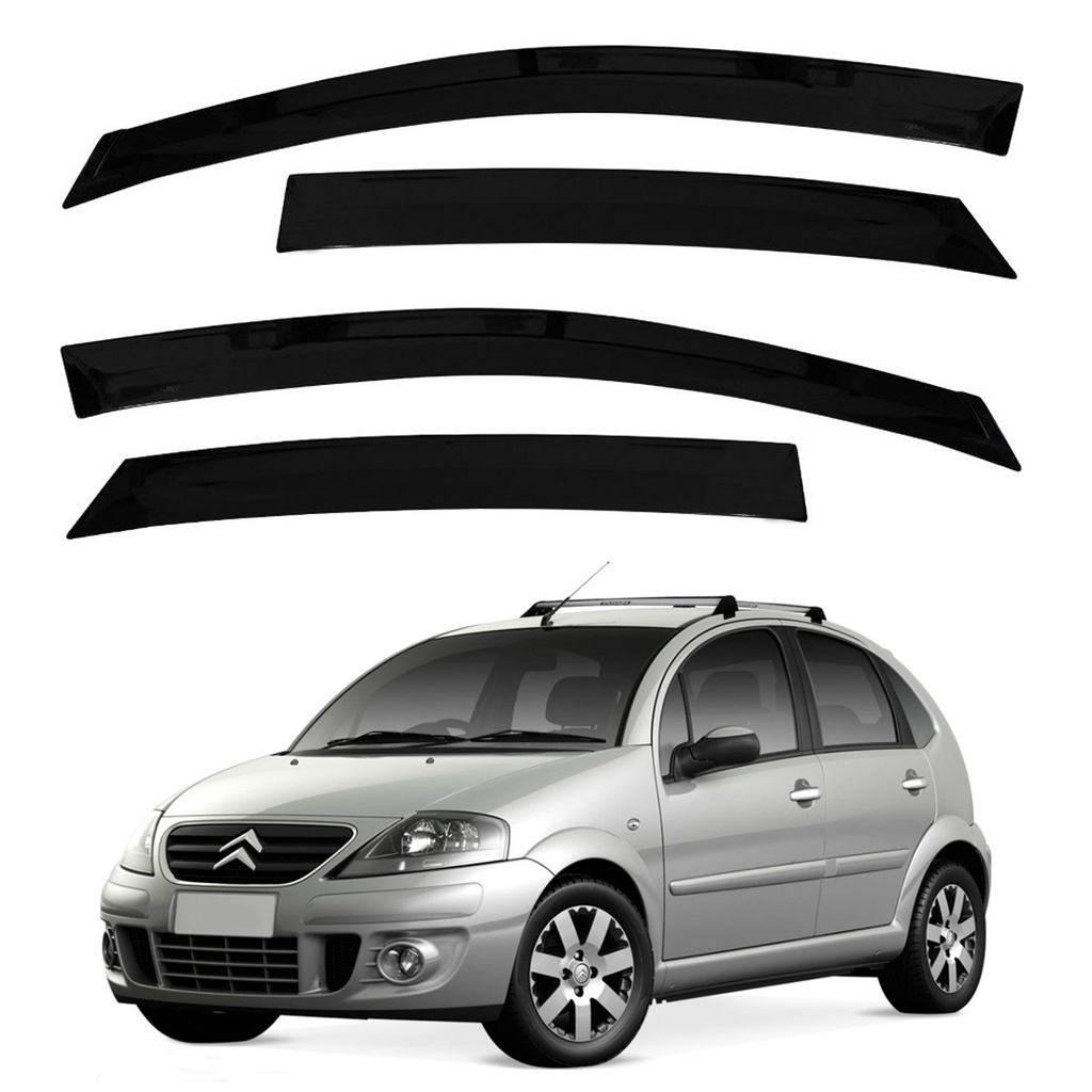 Calha de Chuva Defletor Fume Citroen C3 2003 até 2012 04 portas (exceto New C3)