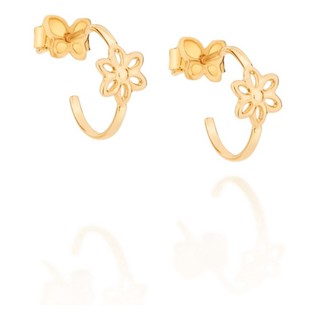 Brinco Meia Argola Com Por Flor Vazada Rommanel 526503 Vb