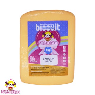 Massa de Biscuit Laranja Neon de 1 kg - Faby Rodrigues