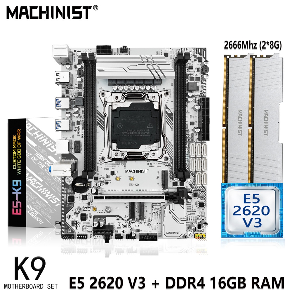 Original machinist x99 k9 placa m e lga 2011 3 kit com processador